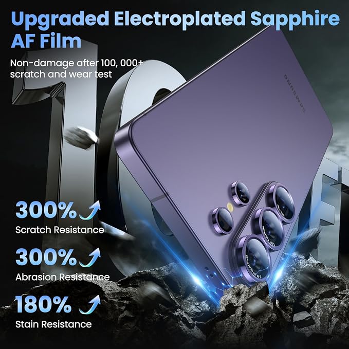 Uyiton for Samsung Galaxy S26 Ultra Camera Lens Protector, Unique Design | Case Friendly, Top 9H+ Shatterproof Sapphire Glass, Easy Install, Ultra HD, Military-Grade, Metal Camera Cover, Violet - Image 4