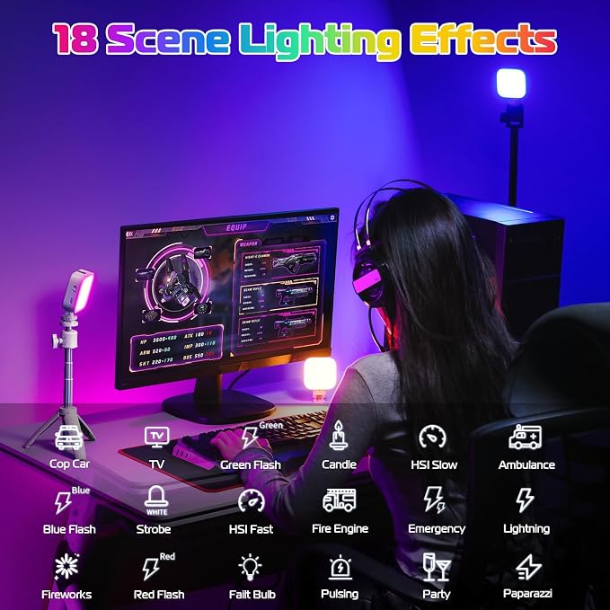 ULANZI U60 RGB Video Lights White LED Camera Light 360° Full Color Portable Photography Lighting w Quick Release Cold Shoe Adapter and Clip, 2500mAh Rechargeable CRI 95+ 2500-9000K Dimmable Panel Lamp - Image 4
