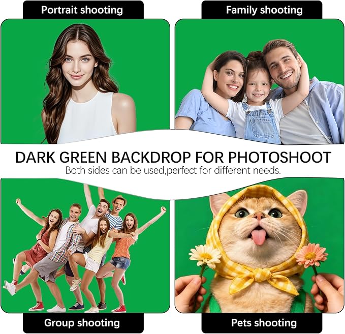 Dark Green Photography Backdrop for Photoshoot, 10x10 Ft Polyester Photo Backdrop Curtains, Dark Green Backdrops Screen for Photo Studio, Video, Content Creators, Birthday Parties Background - Image 6