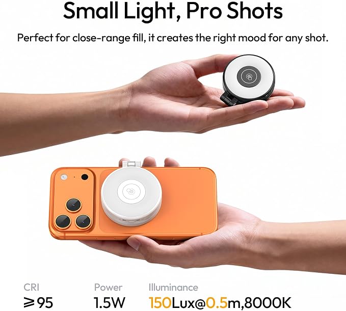 ULANZI LM21 Dual Sided Magnetic Selfie Ring Light for Phone with Magsafe | for iPhone/Android, 8000K CRI≥95, Touch Control, Extendable, Rechargeable, for Vlog,Video Call,TikTok,Video Call,Live Stream - Image 9