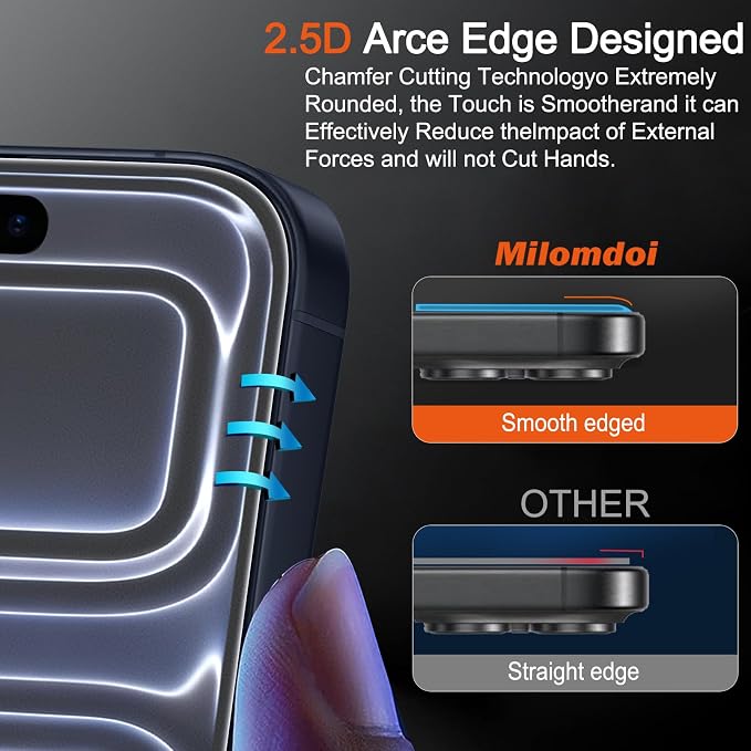 Milomdoi Matte Screen Protector for iPhone 17 Pro Max,Tempered Glass | 3 Pack 9H+ Hardness, Easy Installation with Mounting Frame, Phone Case Friendly,Shatterproof No Bubble - Image 5
