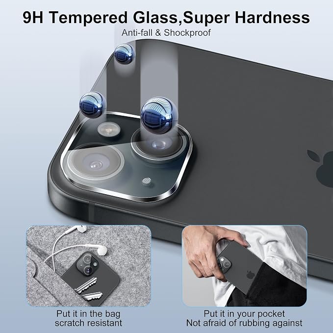 Camera Lens Protector (3 Pack) Compatible with iPhone 15 & iPhone 15 Plus Camera Lens Cover Protection, 9H Tempered Glass, HD Clear Anti-Scratch [Night Shooting Mode] - Image 2