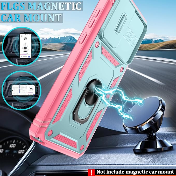 Gritup for Motorola Moto G Stylus 5G 2024 Case: G Stylus 2024 Case with Screen Protector*2 [Magnetic Stand] [Slide Camera Cover] Shock Proof Military-Grade para G Stylus-5G-2024 Green+Pink - Image 6