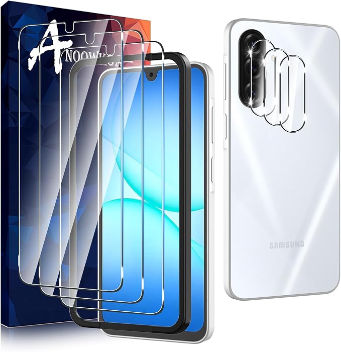 Anoowkoa 3 Pack for Samsung Galaxy A17 5G Screen Protector Tempered Glass + [3 Pack] Galaxy A17 Camera Lens Protector.9H Hardness.Support Fingerprint Unlock.Bubble-Free.Easy Installation by Anoowkoa