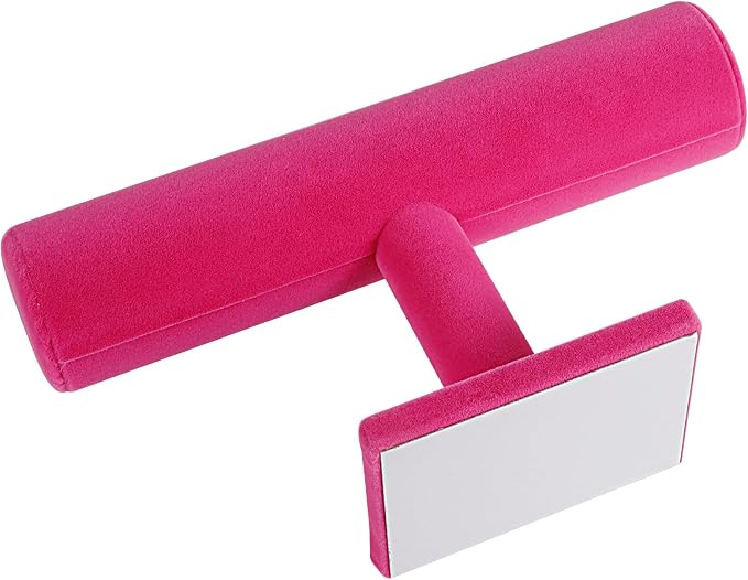 TENINYU Hovering T-Bar Bracelet Necklace Earring Bangle Pendants Anklet Tower Watch Key Jewelry Display Stand for Home Organization (Rose Red) - Image 4