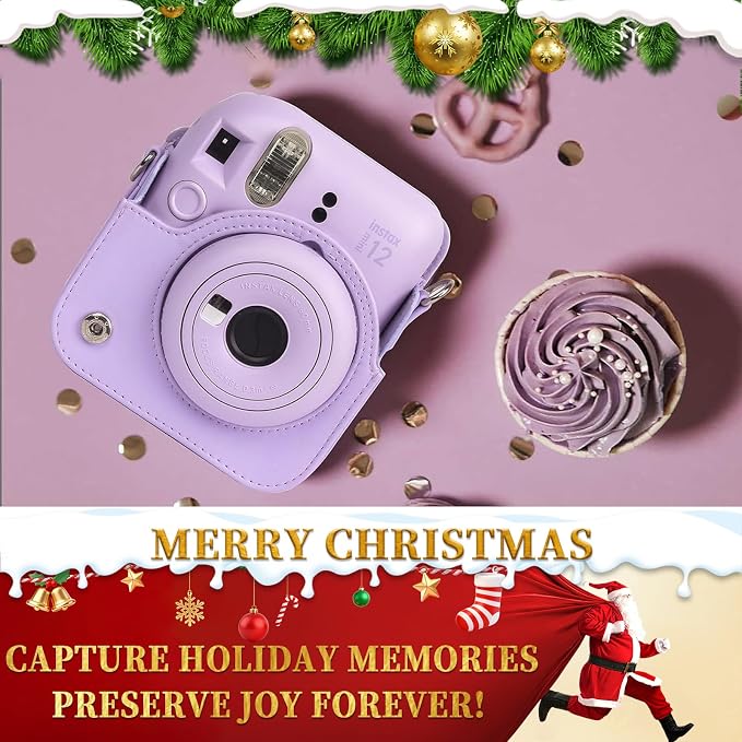 CAIYOULE Camera Case for Fujifilm Instax Mini 12 Instant Film Camera | Protective Camera Case, Camera Crossbody Bag for Fuji Mini 12 with Photo Album, Adjustable Shoulder Strap, Lilac Purple - Image 2