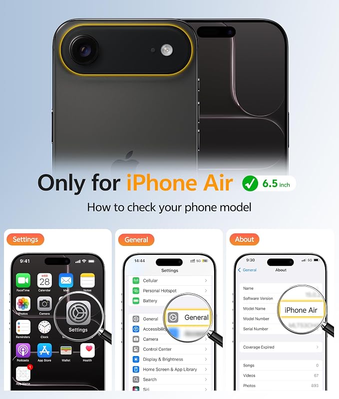 FNTCASE for iPhone Air Case, Fit for Magsafe, with Glass Screen Protector | Full Camera Protection, Translucent Matte, 14FT Military Grade Drop Proof, Shockproof Protective Phone Cover, Black - Image 2