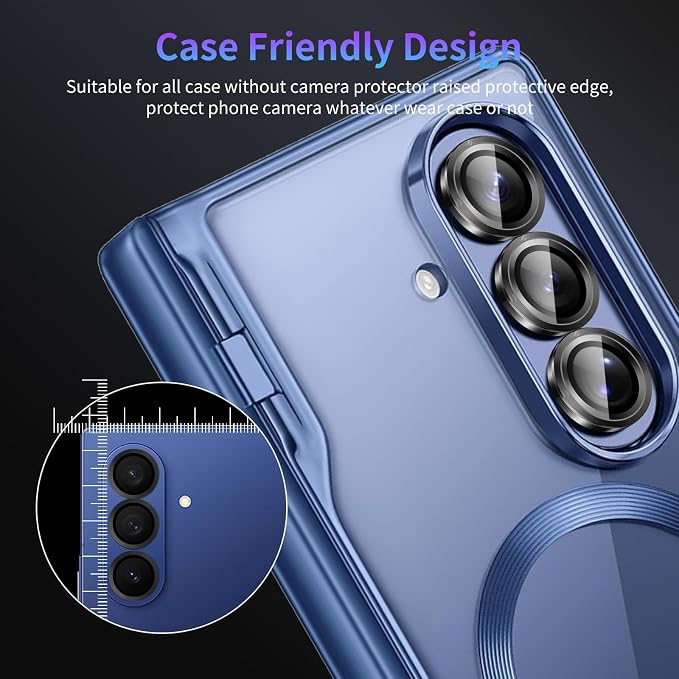 Camera Lens Protector for Samsung Galaxy Z Fold 7,1 Pack | Tempered Metal Glass Camera Cover Film,HD Clear,Anti-Scratch Lens Screen Protector Film,Case Friendly,Black Titanium - Image 7
