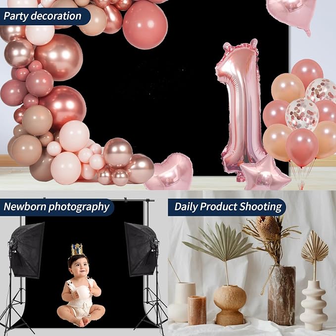 Black Photo Backdrop for Photoshoot Solid Color Background 10x10 ft | Photography Studio Photobooth Curtain for Headshot, Homestudio, Portrait, Video, Meeting, Easy to Install, Washable Fabric - Image 4