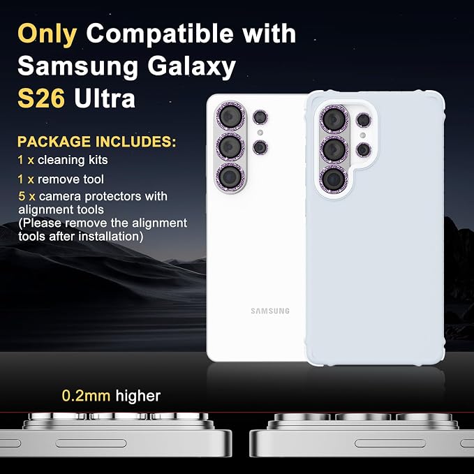 Camera Lens Protector for Samsung Galaxy S26 Ultra, Glitter Violet | Tempered Glass, Auto-align Tray, Easy Installation, Case Friendly, Anti-Scratch, HD Clear, Ultra Slim - Image 6