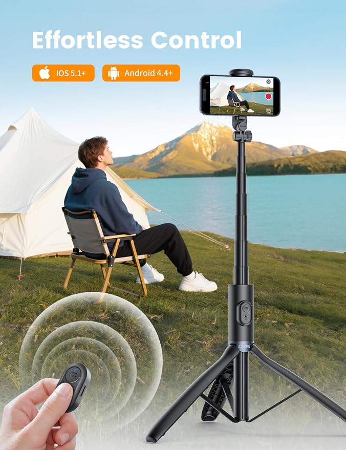 67.7" Phone Tripod with Light & 1/4" Camera Mount, NT99 Selfie Stick | Tall,Wireless Detachable Remote,Comapct Travel Stand Holder for Filming Video Recording,Compatible with iPhone/Samsung/Camera - Image 6