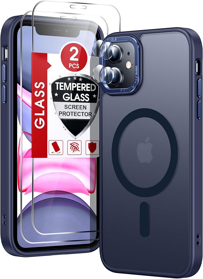 LeYi for iPhone-11 Phone Case Blue Compatible with MagSafe Magnetic[ Screen Protector X2 + Camera Cover X2] Funda para ipone 11case Military Grade Protective Cover Cases for i Phone 11 iphone11,Blue by LeYi