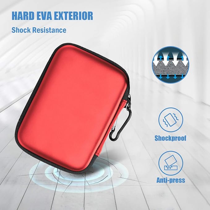 ProCase External Hard Drive Travel Case for 2.5" HDD/SSD -Red | Fits Seagate Portable, Samsung T9, WD Elements, My Passport, Toshiba Canvio Basics, 1TB-5TB Drives, USB 3.0 HDD/SSD Storage - Image 4