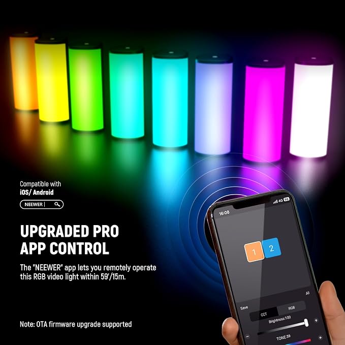 NEEWER Pro Magnetic Handheld Light Wand with APP DMX Control/Custom Effects/Light Group, 360° Full RGB, 2600mAh 2500~10000K Dimmable LED Lighting CRI97 17 Scenes for Video Recording Streaming, TL98C - Image 6