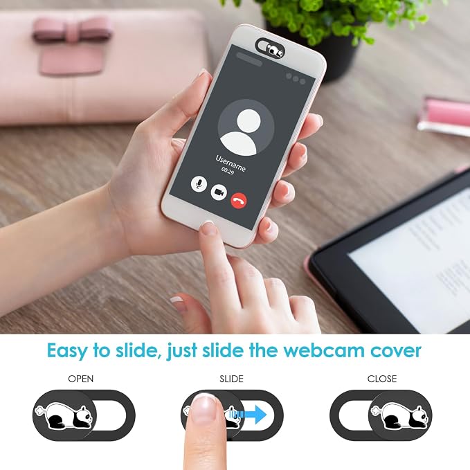 3 Pack Fun Lazy Panda Camera Cover, Anti Peeking & Spy Webcam Camera Cover Slider, Durable-Thin Privacy Camera Blocker for iPhone, Laptops, Smartphones, Tablets, Computers, PC Accessories - Image 4