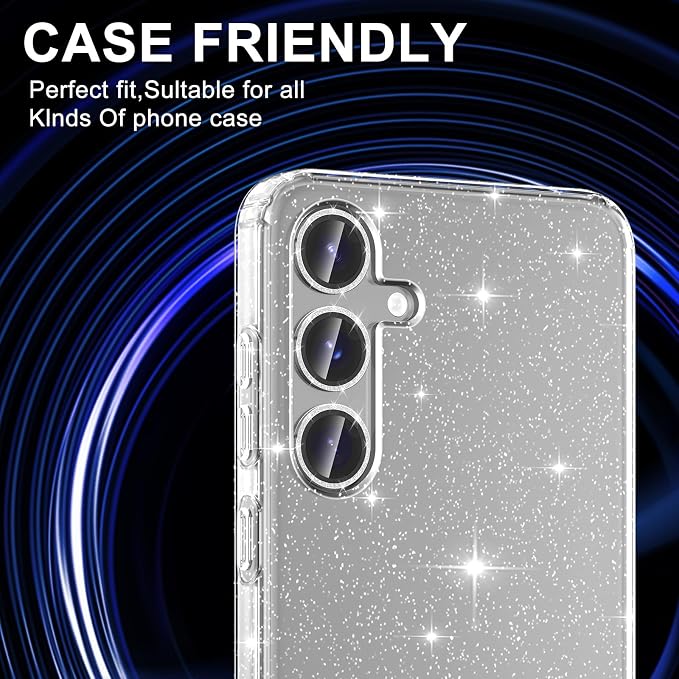 for Samsung Galaxy S25 Camera Lens Protector, Individual Metal Ring Tempered Glass Lens Cover, [Strong Adsorption] Scratch Resistant Ultra-Thin HD Clear Lens Cover, 1 Set-Silvery Sparkly - Image 5