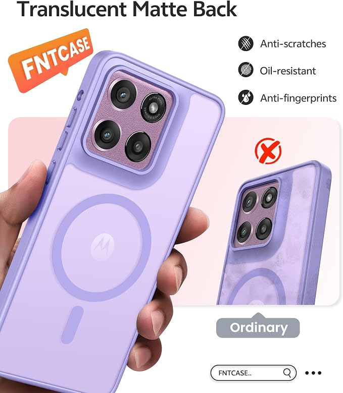 FNTCASE for Moto G Stylus 2026/2025 Case, Fit for Magsafe, Screen Protector | Translucent Matte Magnetic Back, 14FT Military Grade Drop Protection, Shockproof Protective Phone Cover, Light Purple - Image 6