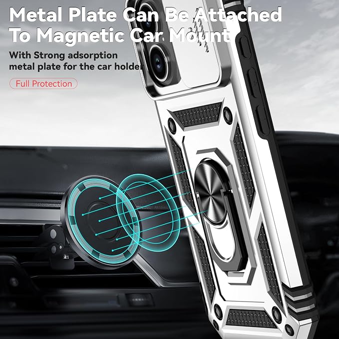 SunStory Compatible with iPhone 17 Case with HD Screen Protector & Slide Camera Cover & Rotated Ring Kickstand, [Military-Grade] iPhone Case for iPhone 17, Silver - Image 5