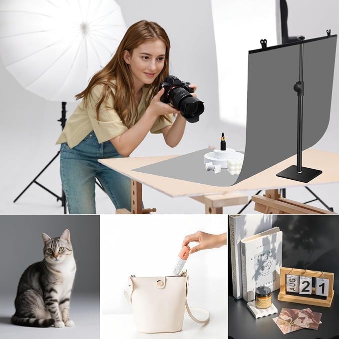 Yoocheese Photo Backdrop Kit, Double-Sided Paper Background with Stand, 22x34 Inch, 14 Colors, for Product Food Photography, Studio Tabletop Props - Image 2