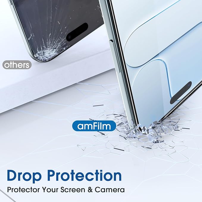 amFilm OneTouch for iPhone Air Screen Protector 6.5'' Tempered Glass | Auto-Alignment, 30s Install, Bubble Free, Scratch & Drop Protection, HD Clear, Camera Lens Protector[2+2 Pack] (17A-6.5'') - Image 6