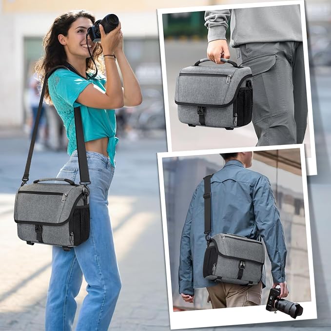 RAINSMORE Camera Bag, DSLR SLR Mirrorless Camera Case for Photographer | Waterproof Camera Sling Bag with Rain Cover & Tripod Holder Soft Padded Crossbody Camera Bag for Sony Canon Nikon Fujifilm - Image 7