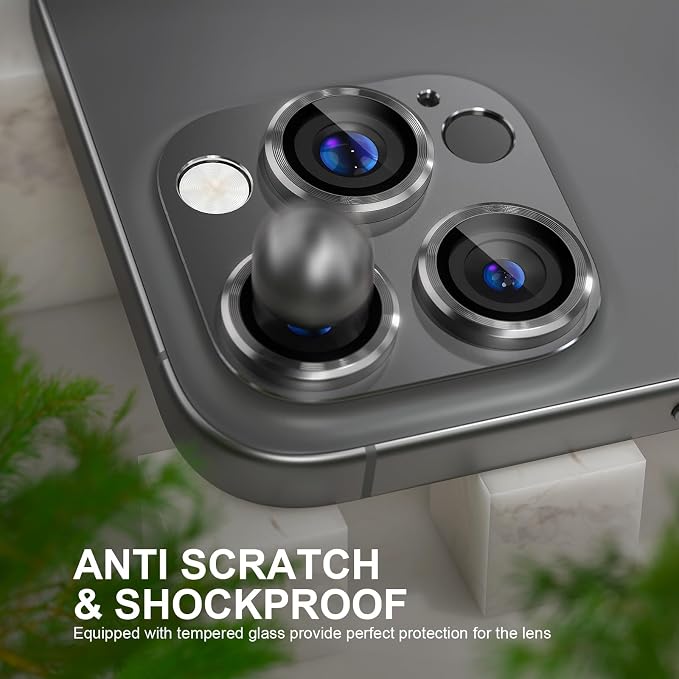 Choiche for iPhone 16 Pro/iPhone 16 Pro Max Camera Lens Protector | Full Camera Cover with 9H Tempered Glass Lens Screen Protector Metal Ring Decoration Accessories (Black) - Image 3