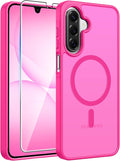 FNTCASE for Galaxy A17/A16 5G Phone Case, Fit for Magsafe, Screen Protector | Translucent Matte, 14FT Military Grade Drop Protection, Slim Shockproof Protective, for Samsung A 17 A 16 Cover, Hot Pink by FNTCASE