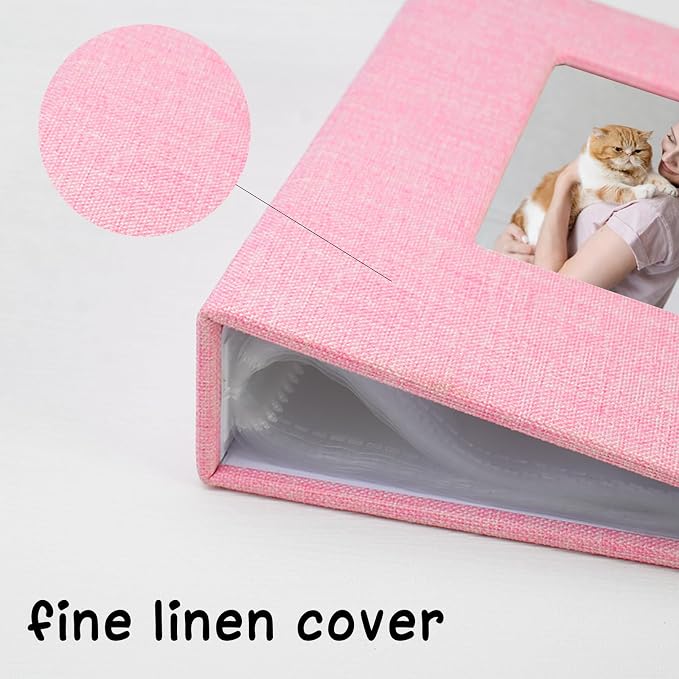 Small Photo Album 5x7 Linen Picture Book, Each Mini 26-Page Album Holds 52 Photos, Art Presentation Folder for Postcards & Picture Storage - Image 3
