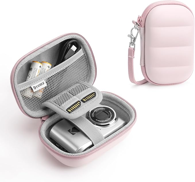 Digital Camera Case for CAMKORY/KODAK PIXPRO with SD Card Storage, Pink | Small Hard Shell Bag Compatible with CAMKORY DC403/ KODAK PIXPRO FZ55/ FZ45/ STUOGYUM DC402-AF for Travel by YINKECASE