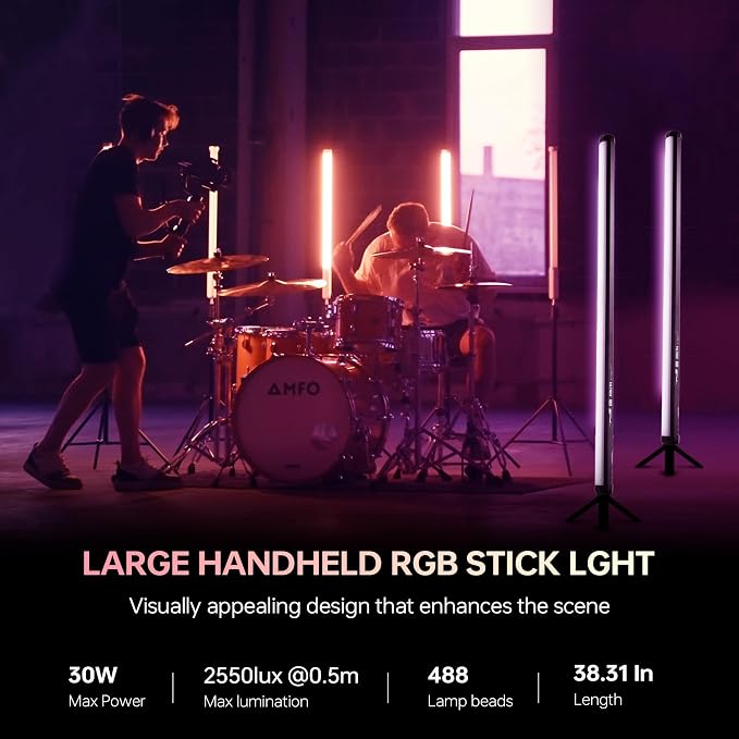 VILTROX K90 2 Pack RGB Tube Light, 30W 38inch Large RGBWY Photography LED Video Stick Light Wand with APP/2.4G/Remote Control, CRI 97+, 26 Scenes, 2500K-8500K, 14.8V/3300mAh Battery, Magnetic Chip - Image 9