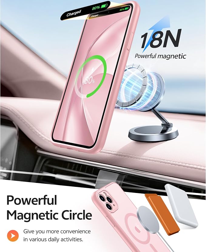 FNTCASE for iPhone 11 Pro Max Case, Fit for Magsafe, Full Camera Protection | Translucent Matte Magnetic Phone Back, 14FT Military Grade Drop Proof, Slim Shockproof Protective Cover, Light Pink - Image 3