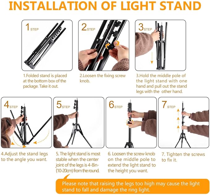 Ring Light 18 INCH Kit,55W6700k Dimmable LED Light, Tripod Stand, Remote Controller,Box for Camera,Smartphone,YouTube,TikTok,Self-Portrait Shooting,CRI95 (Black) - Image 5