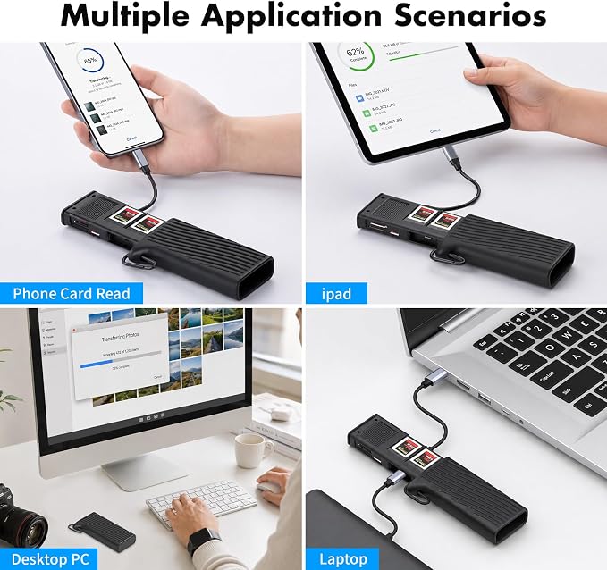 2-in-1 CFexpress Type B Card Reader & Memory Card Holder Case, 10Gbps USB-C 3.2 Gen 2 High-Speed Reader, 3-Slot Simultaneous Read for CFE-B/SD/MicroSD, Rugged Organizer for Photographers - Image 8