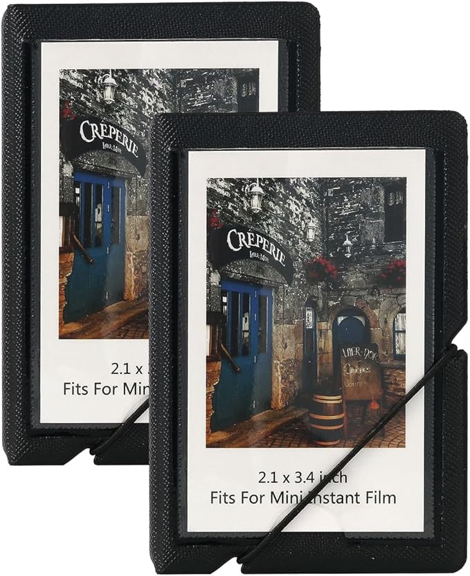 2x3 Instax Mini Photo Album, 28 Pockets. Ink Black, 2PK | Portable Wallet Size Album Stores 2x3 inch Instant Photos. Fits Polaroid, Instax Mini, Kodak Mini Prints and Zink. by GoldbarleyDesign