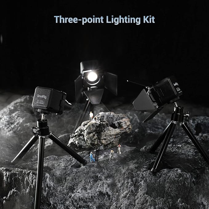 SmallRig 3 Pack RM01 Mini LED Video Lighting Kit, Lume Cube Camera Light | Dimmable 5600K CRI95, Portable, Waterproof, with 8 Color Filters, Barndoor, Diffuser, for Macro Photography, Stop Motion - Image 4