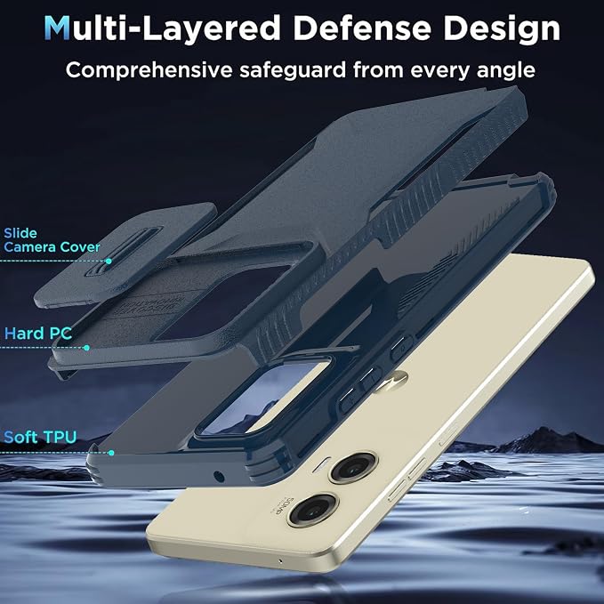 for Motorola G Stylus 5G 2024 Case with 1 HD Screen Protector & Slide Camera Cover [Military-Grade] Phone Case Heavy Duty Rugged Shockproof Protective Cover for Moto G Stylus 5G 2024(Blue) - Image 7