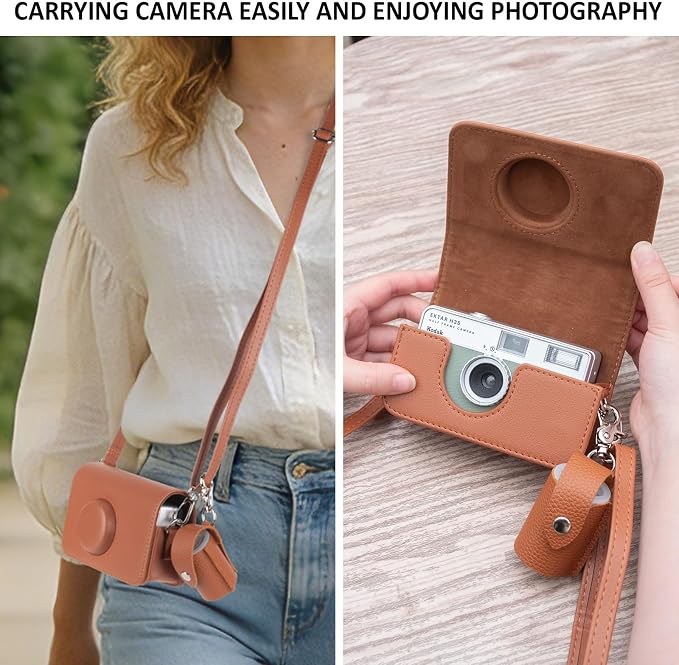 Protective Case Compatible for Kodak EKTAR H35/H35N/Ultra F9/VIBE 501F Film Camera, PU Leather Carrying Bag and Film Storage Case for KODAK H35/H35N/Ultra F9/VIBE 501F Film Camera - Brown - Image 5