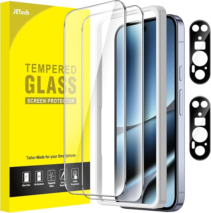 JETech Screen Protector for Google Pixel 10 Pro XL, 2+2 Pack | with Camera Lens Protector, HD Clear Tempered Glass, Anti-Scratch Protection, Easy Installation Tool by JETech