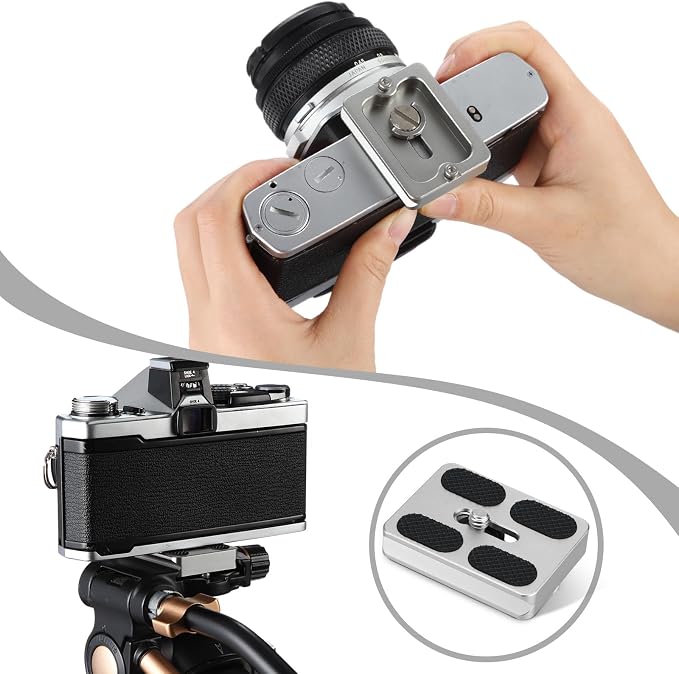 Frienda Quick Release Plate Tripod 1/4-20 DSLR,Pu50,Titanium Color | Tripod Mount Plate, Camera Tripod Mount for DSLR Camera Tripod Ball Head , Metal, 1.9 x 1.5 x 0.4 Inch - Image 5