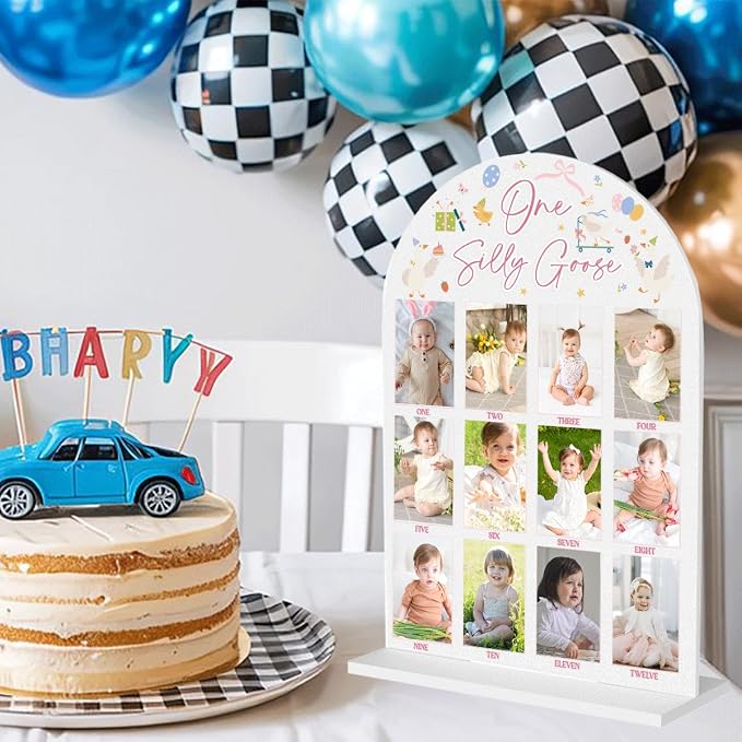 My First Year Photo Board Baby Milestone Signs One Year of Baby Photo Board, Best Babies Keepsake 10x14 Inches Acrylic Sign Decor Fits 2" x 3" Photo A07 - Image 4