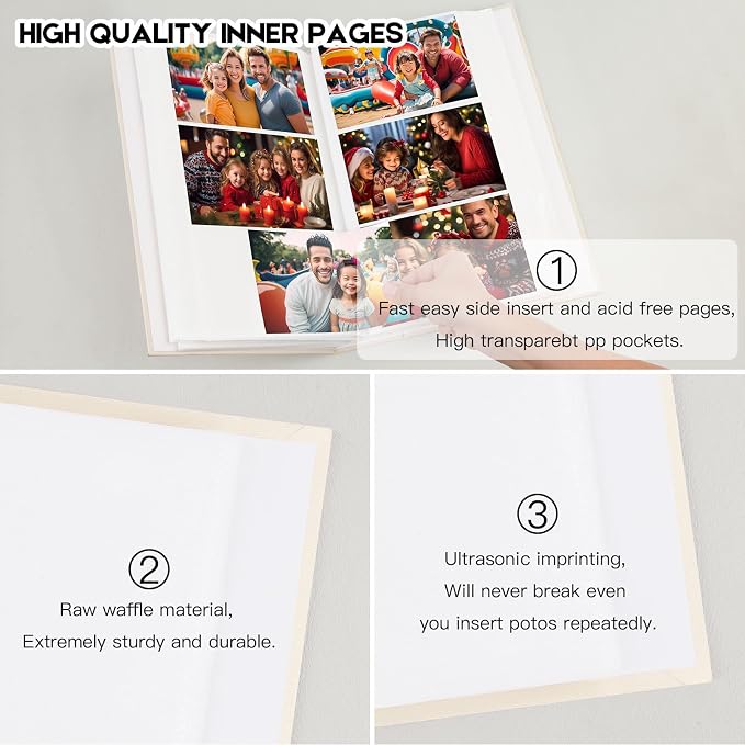Aevdor 4x6 Photo Album, Holds 360 Photos, Linen Cover, Beige | Horizontal 4x6 Photo Format Only, Easy-View Clear Pockets, Family, Wedding, Baby, Travel and Graduation Prints - Image 6
