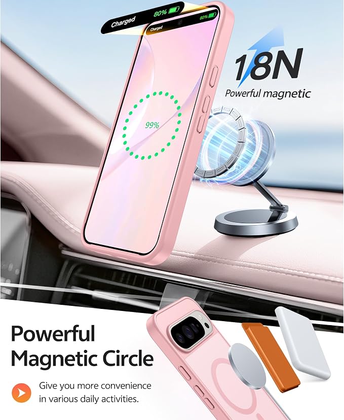 FNTCASE for Google Pixel 10 Pro XL / 9 Pro XL Case, Compatible with Magsafe | Screen Protector, Translucent Matte, 14FT Military Grade Drop Protection, Shockproof Protective Phone Cover, Light Pink - Image 3