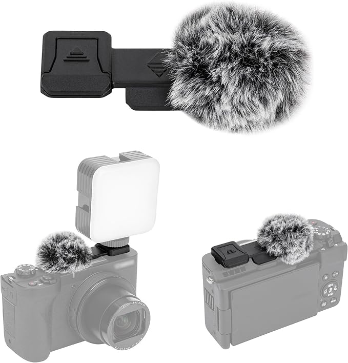 JJC Cold Shoe Wind Muff Windshield for Canon PowerShot V1 Digital Camera | Shoe Adapter Mount Holder for LED Light Microphone Attachment, Power Shot V1 Vlog Accessories by JJC