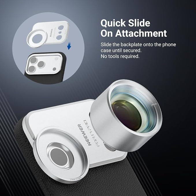 NEEWER 37mm Filter Lens Backplate for PA133 Phone Case Only, Quick Release Video Rig Mobile Photography Accessories Compatible with iPhone 17 Pro Beastgrip, PA173 (Silver) - Image 4