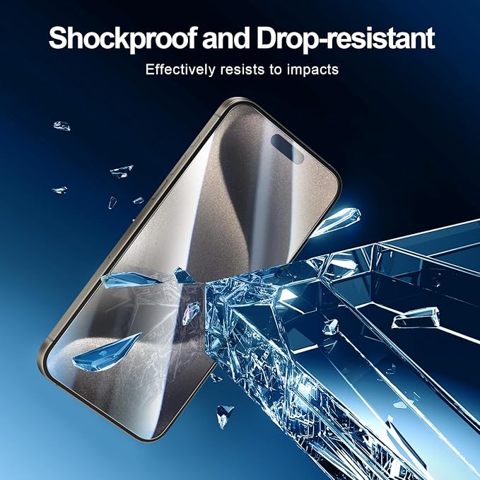NEW'C 3x for iPhone 15 Pro Max Screen Protector (6.7 inches)+ 3x Camera Lens Protector, Sensor Protection, Case Friendly Tempered Glass Film + Dust Plug- Easy installation tool include - Image 6