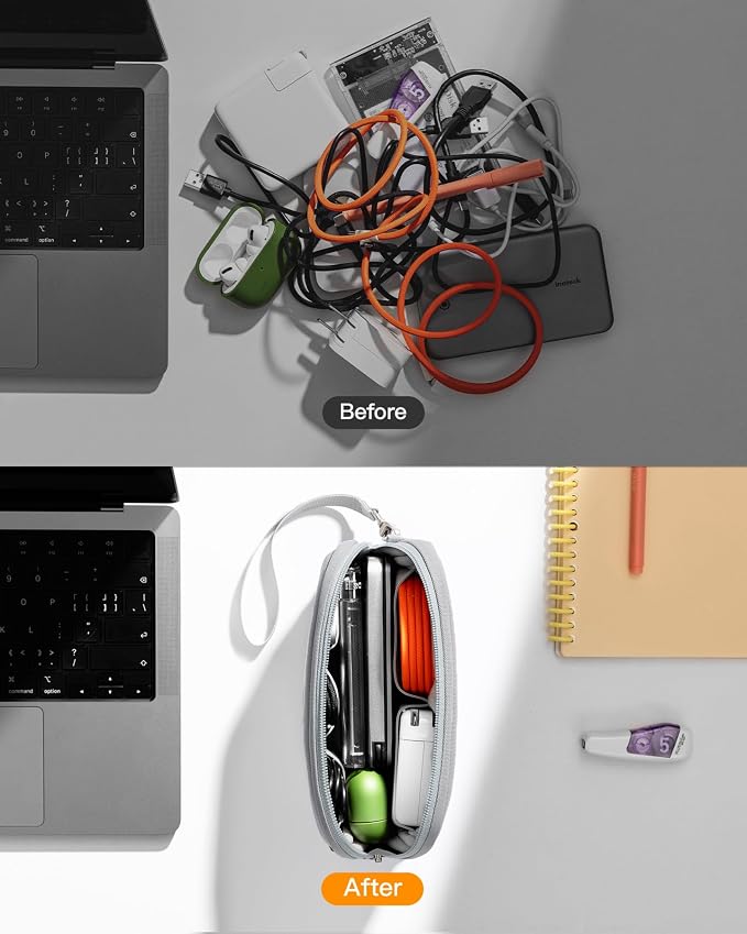 Inateck Electronics Organizer Travel Case, Water-resistant Cable Organizer Pouch, Multi-purpose Accessories Carry Case for Cord, Charger, Cables, Phone, USB Drive, Black, Small - Image 8