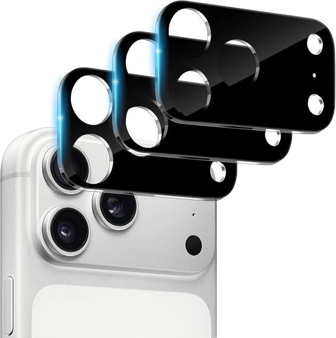 Dengduoduo 3 Pack Camera Lens Protector for iPhone 17 Pro Max, Tempered Glass, Ultra HD, 9H Hardness, Anti-Scratch, Case Friendly, Easy to Install [No Affect on Night Shots], Black by Dengduoduo