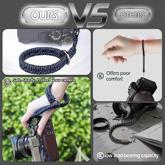Paracord Camera Wrist Strap Lanyard-Quick Release for DSLR Mirrorless Blue | Adjustable wrist size,High-strength paracord material, lightweight 1.16oz, secure metal clasp,Fits Canon Nikon Sony Fuji - Image 3