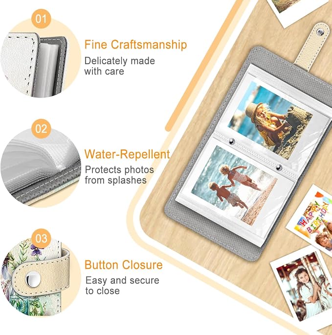 Magic Bottle Floral Small Photo Album for 2x3 In Films, 56 Pocket | Mini Cute Picture Book, Wallet Size, for Polaroid Fujifilm Instax Mini Instant Camera Printer, Kpop Photocard Binder Holders - Image 4