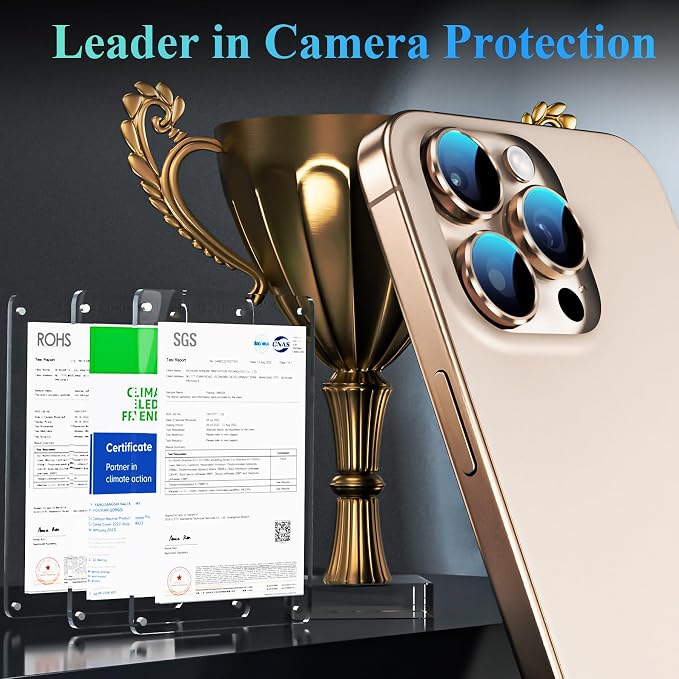 YWXTW Camera Lens Protector for iPhone 16 Pro/iPhone 16 Pro Max, [1 Step Installation Tray] Tempered Glass Screen Protector Metal Individual Camera Cover Accessories (Desert Titanium-2Pack) - Image 2